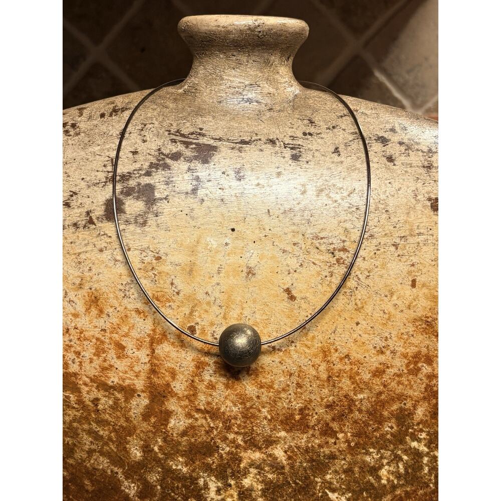 Itaor Italy Sterling Silver Necklace Bronze in Color with Round Slide Pendant